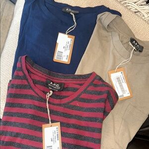 A.P.C. T-Shirt Bundle - Navy, Beige, Striped
